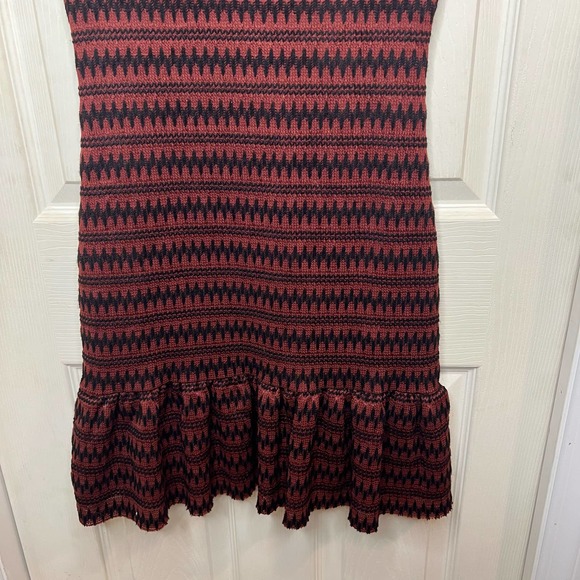 Free People Cozy Day Striped Knit Flounce Dress Size Small Brown/Black - Picture 6 of 8
